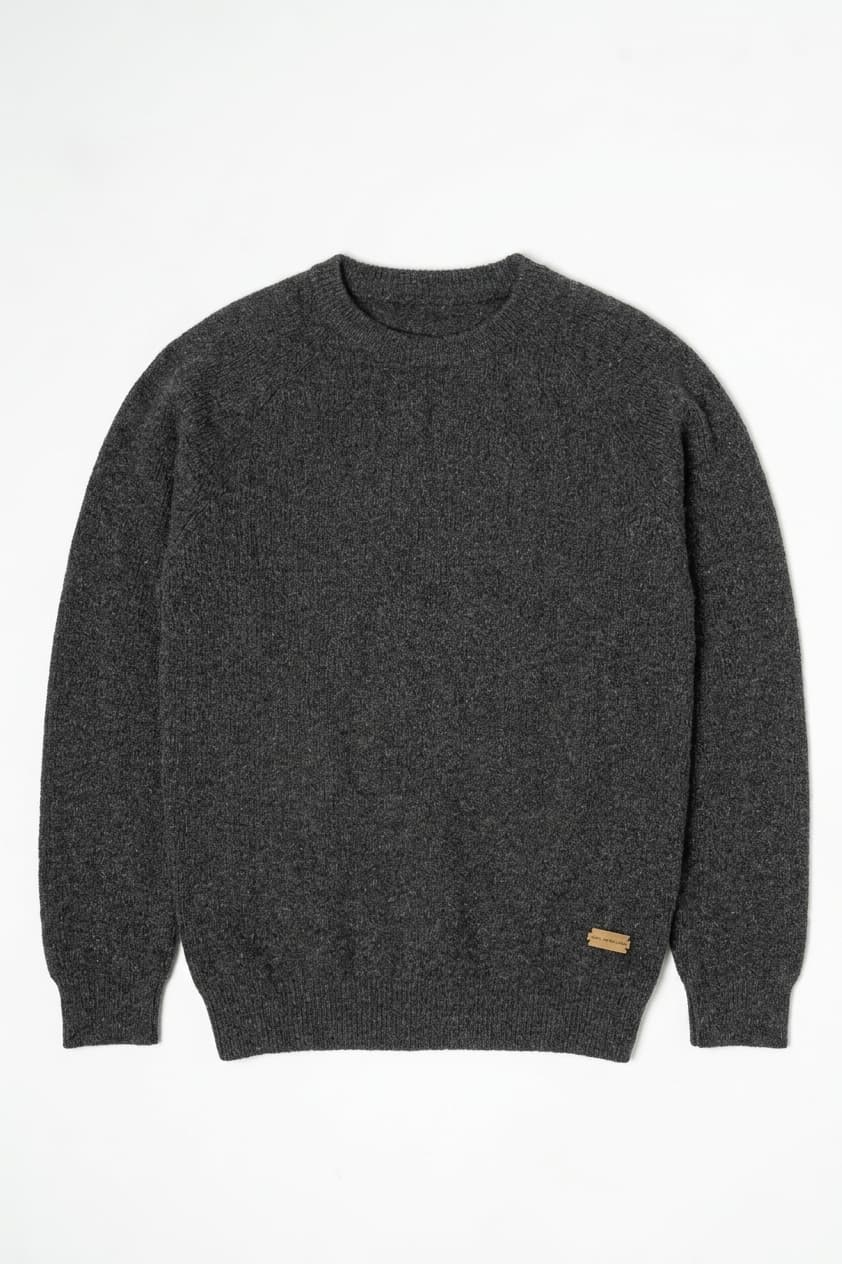 Pure Mongolian Cashmere Crewneck - Charcoal Grey - Main Image
