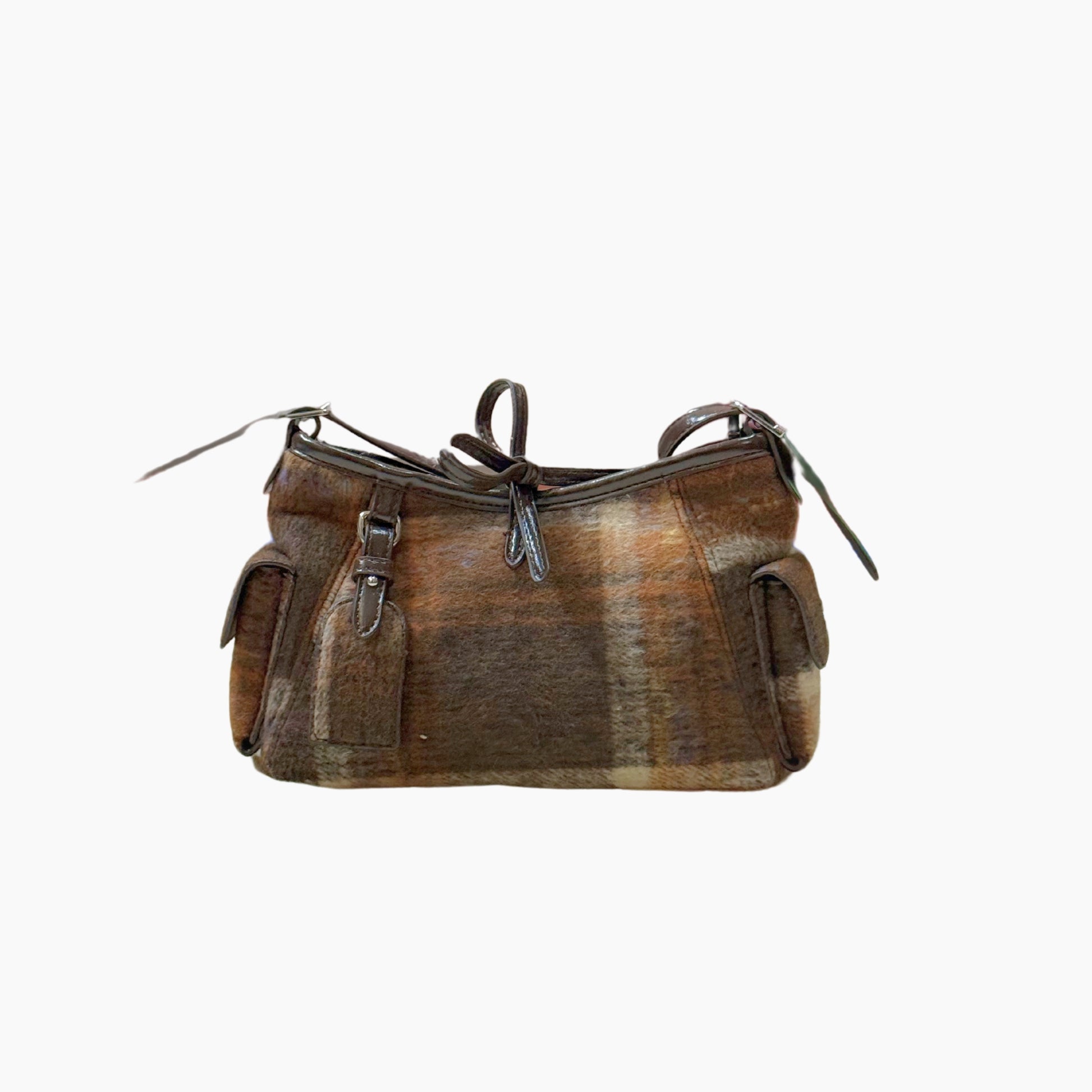 L-Brown Furry Suede Mini Hand Bag Img 1