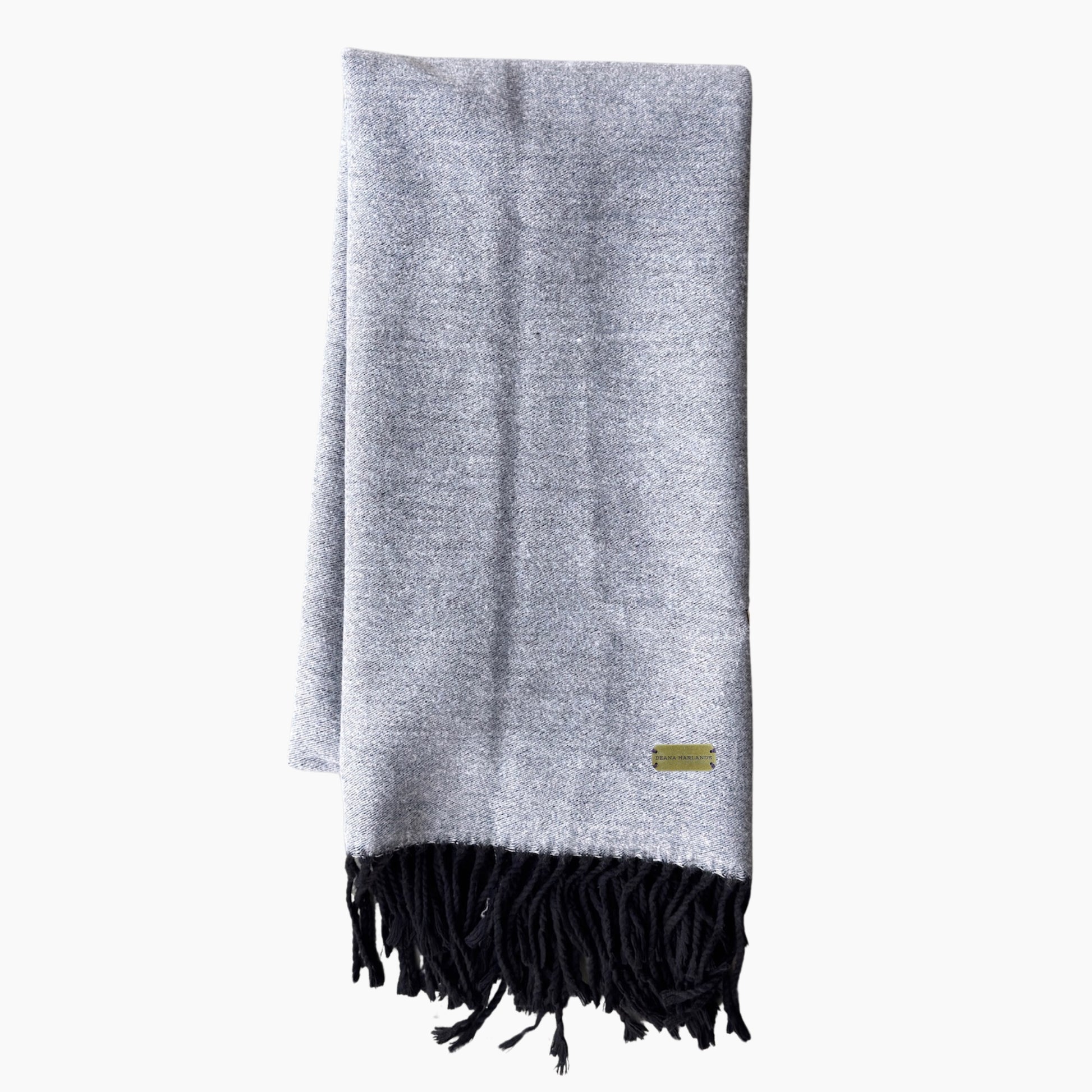 Grey & Black Pure Cashmere Scarf First Image