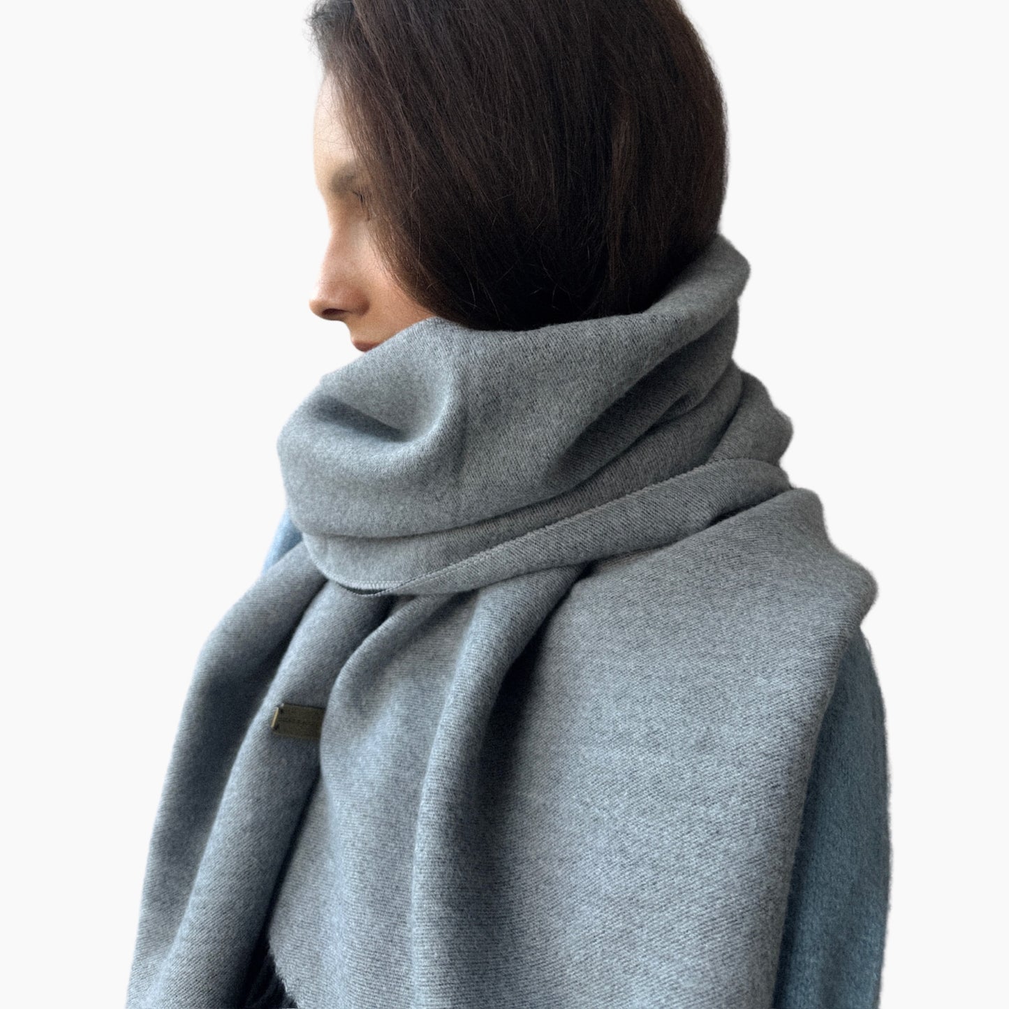 Grey & Black Pure Cashmere Scarf Second Image