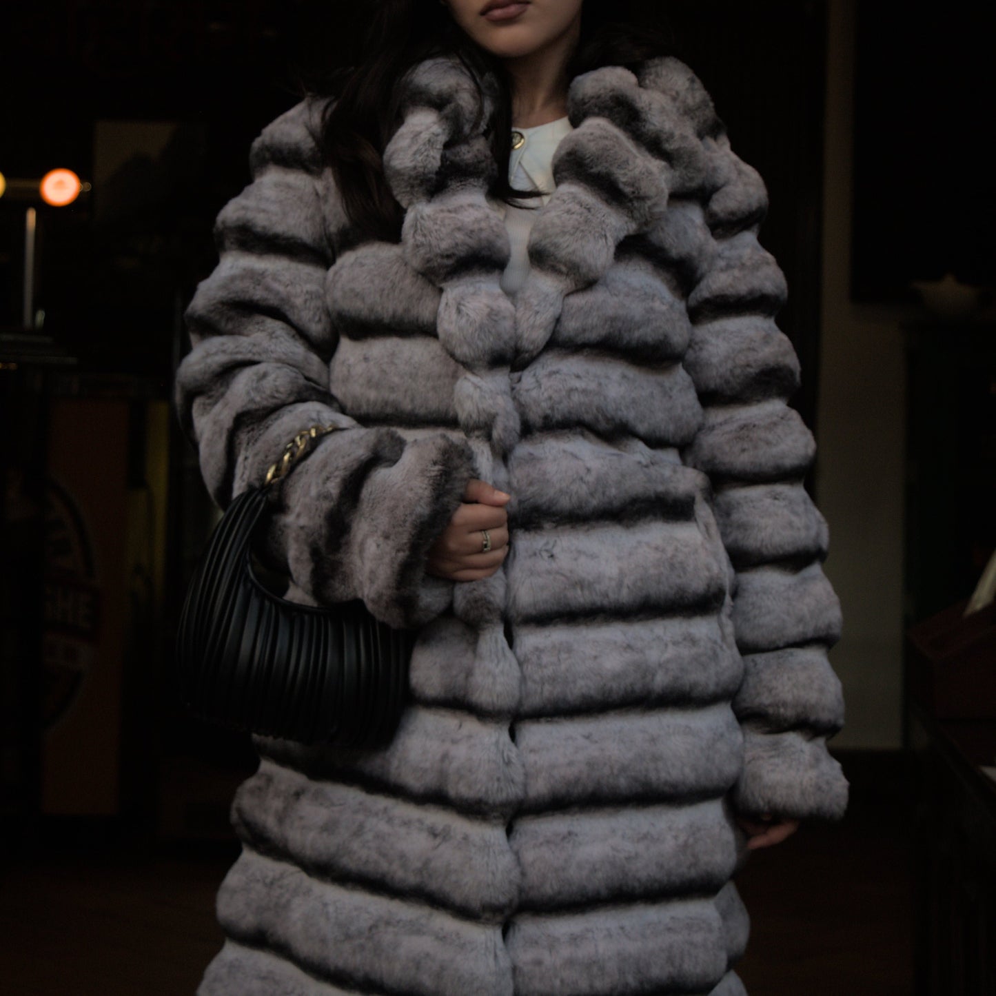 Rabbit Fur Long Coat Third Image